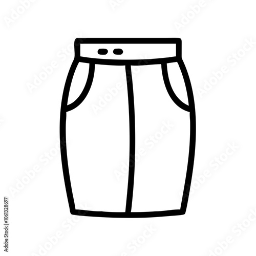 pencil skirt  vector icon, dress icon, vector clothing icon - simple vector illustration of a pencil skirt , in a simple and clean style, for business and fashion graphics. clothing flat illustration.
