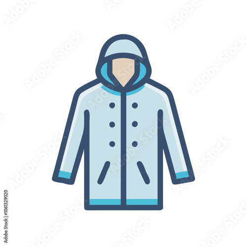 raincoat  vector icon, dress icon, vector clothing icon - simple vector illustration of a raincoat , in a simple and clean style, for business and fashion graphics. clothing flat illustration.