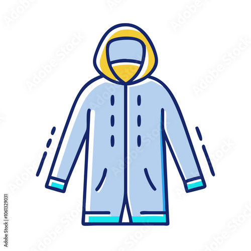 raincoat  vector icon, dress icon, vector clothing icon - simple vector illustration of a raincoat , in a simple and clean style, for business and fashion graphics. clothing flat illustration.