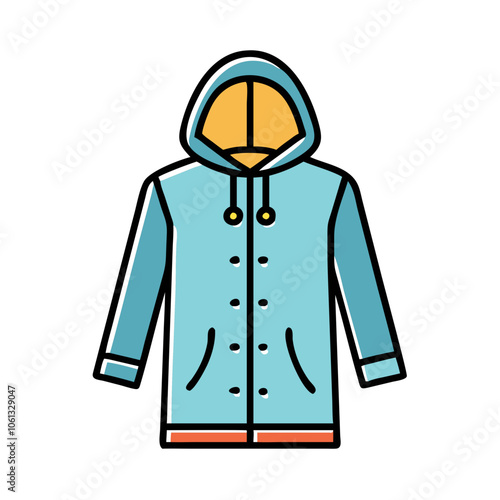 raincoat  vector icon, dress icon, vector clothing icon - simple vector illustration of a raincoat , in a simple and clean style, for business and fashion graphics. clothing flat illustration.
