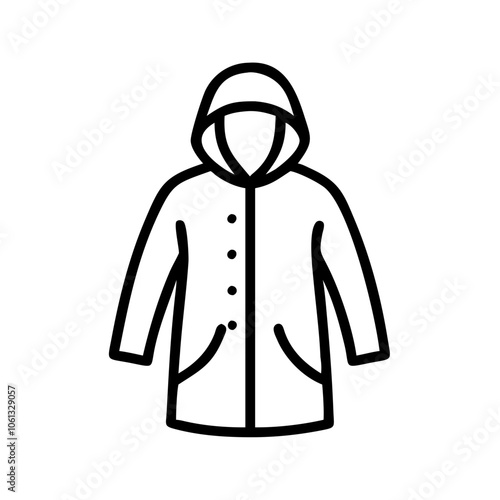 raincoat  vector icon, dress icon, vector clothing icon - simple vector illustration of a raincoat , in a simple and clean style, for business and fashion graphics. clothing flat illustration.