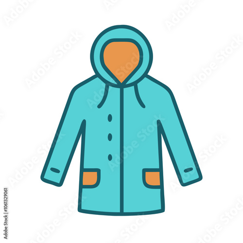 raincoat  vector icon, dress icon, vector clothing icon - simple vector illustration of a raincoat , in a simple and clean style, for business and fashion graphics. clothing flat illustration.