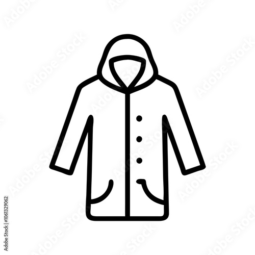 raincoat  vector icon, dress icon, vector clothing icon - simple vector illustration of a raincoat , in a simple and clean style, for business and fashion graphics. clothing flat illustration.