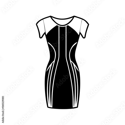 sheath dress  vector icon, dress icon, vector clothing icon - simple vector illustration of a sheath dress , in a simple and clean style, for business and fashion graphics. clothing flat illustration.