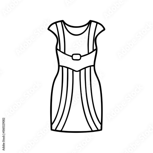 sheath dress  vector icon, dress icon, vector clothing icon - simple vector illustration of a sheath dress , in a simple and clean style, for business and fashion graphics. clothing flat illustration.