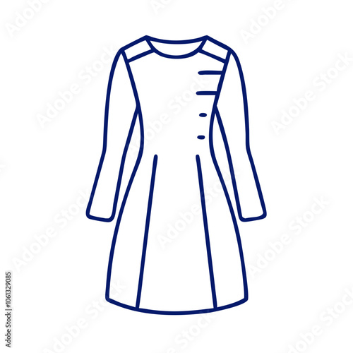 sheath dress  vector icon, dress icon, vector clothing icon - simple vector illustration of a sheath dress , in a simple and clean style, for business and fashion graphics. clothing flat illustration.