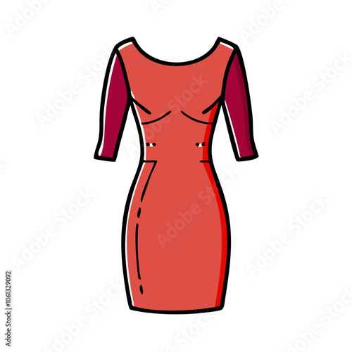 sheath dress  vector icon, dress icon, vector clothing icon - simple vector illustration of a sheath dress , in a simple and clean style, for business and fashion graphics. clothing flat illustration.