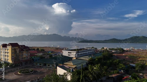 Stunning Aerial Sunrise Over Coron Island, Philippines – Panoramic 4K Drone View Capturing Tropical Beauty in High Definition