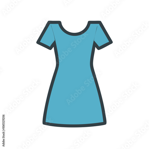 shift dress  vector icon, dress icon, vector clothing icon - simple vector illustration of a shift dress , in a simple and clean style, for business and fashion graphics. clothing flat illustration.