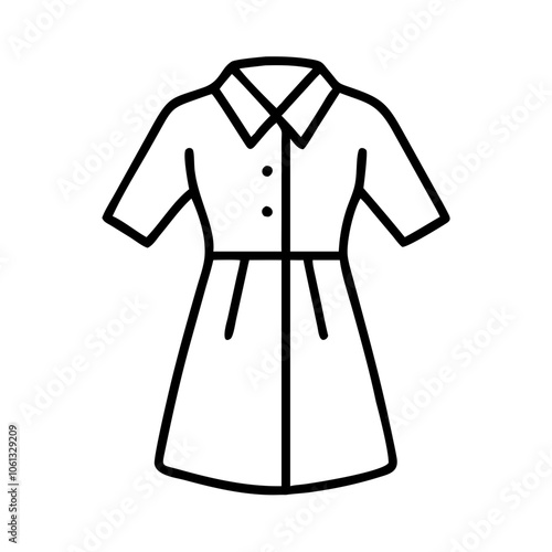 shirt dress  vector icon, dress icon, vector clothing icon - simple vector illustration of a shirt dress , in a simple and clean style, for business and fashion graphics. clothing flat illustration.
