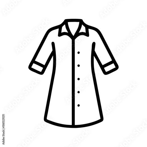 shirt dress  vector icon, dress icon, vector clothing icon - simple vector illustration of a shirt dress , in a simple and clean style, for business and fashion graphics. clothing flat illustration.