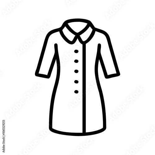 shirt dress  vector icon, dress icon, vector clothing icon - simple vector illustration of a shirt dress , in a simple and clean style, for business and fashion graphics. clothing flat illustration.