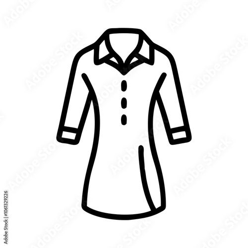 shirt dress  vector icon, dress icon, vector clothing icon - simple vector illustration of a shirt dress , in a simple and clean style, for business and fashion graphics. clothing flat illustration.