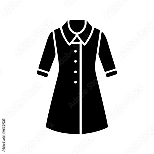 shirt dress  vector icon, dress icon, vector clothing icon - simple vector illustration of a shirt dress , in a simple and clean style, for business and fashion graphics. clothing flat illustration.
