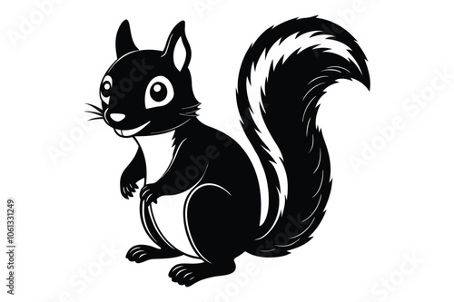 Squirrel silhouette vector illustration black animal photo