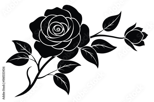 climbing rose silhouette vector illustration