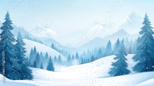 Wallpaper Mural Snowy mountains and forest in winter. Torontodigital.ca