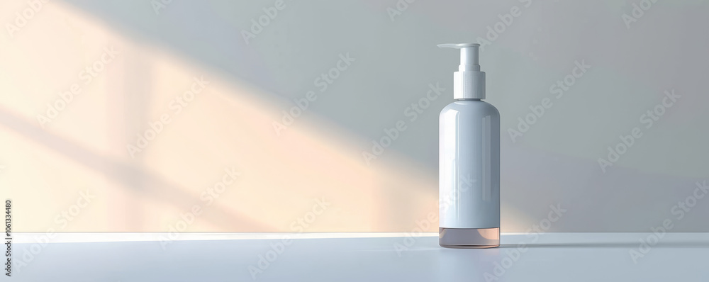 sleek, frosted glass bottle with pump sits elegantly on surface, illuminated by soft light. This sophisticated design is perfect for skincare or cosmetic products sleek, frosted glass bottle with pump sits elegantly on surface, illuminated by soft light. This sophisticated design is perfect for skincare or cosmetic products