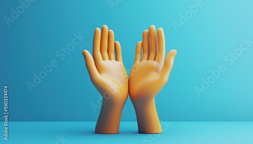 3D caring hands icon, designed to represent support.