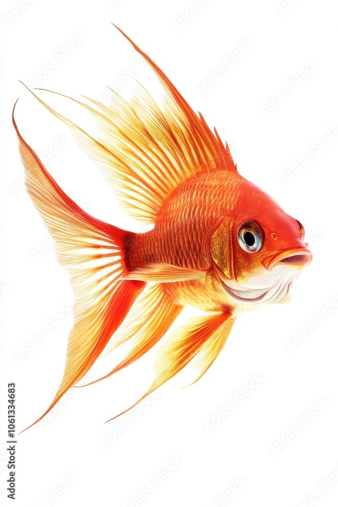 Fototapeta premium Goldfish with blue eyes on white