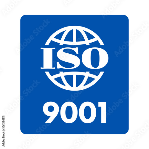 iso 9001 quality management system certified, vector illustration isolated on white background
