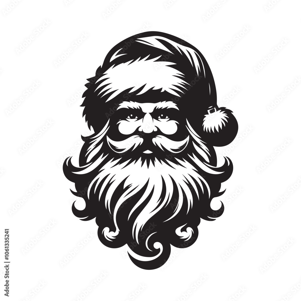 Obraz premium Santa Claus Silhouette Vector Illustration. White Background.