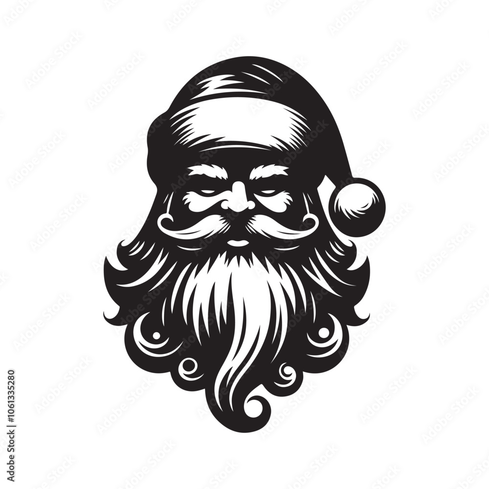 Obraz premium Santa Claus Silhouette Vector Illustration. White Background.