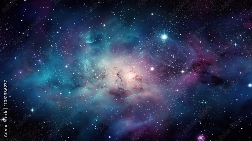 Fototapeta premium Vivid Milky Way Galaxy Backdrop in Deep Space