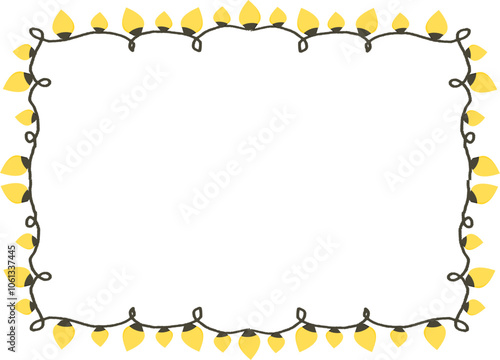 New Year postcard template. garland frame