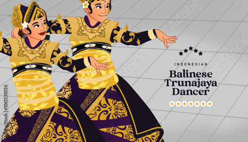 Flat design Indonesian Balinese Dancer illustration