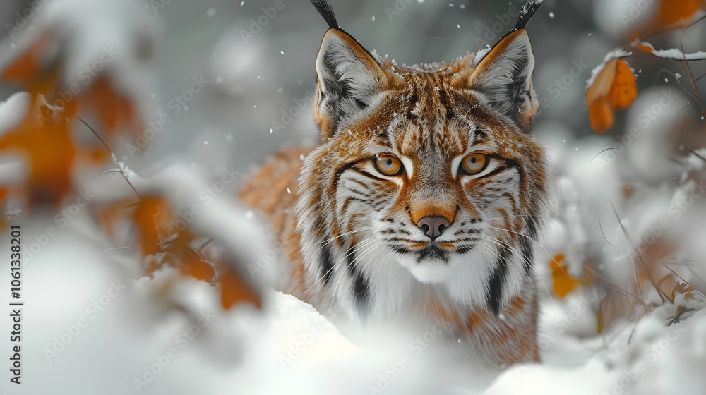 Fototapeta premium Lynx in Snowy Forest - Wildlife Photography