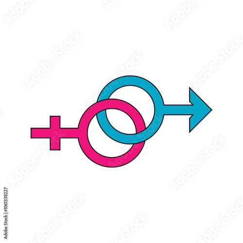 Gender symbol logo of sex and equality of males and females vector illustration