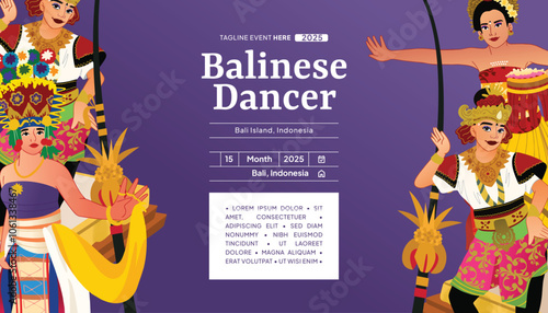 Flat design Indonesian Balinese Dancer illustration