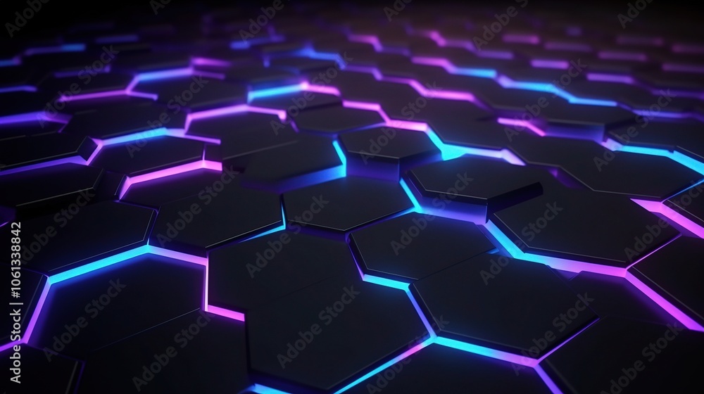 Glowing Minimal Hexagon Pattern in Blue and Purple Glowing Minimal Hexagon Pattern in Blue and Purple