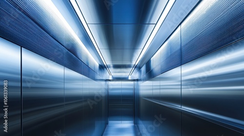 Futuristic and Modern Interior of a Spacious Elevator Lobby