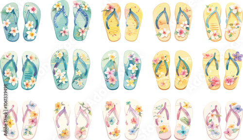flip flop watercolor clipart