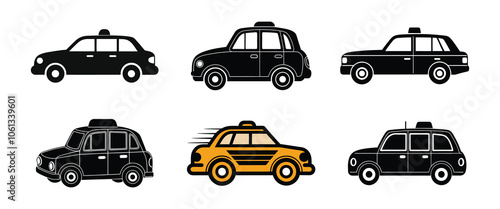 Taxi car silhouettes.