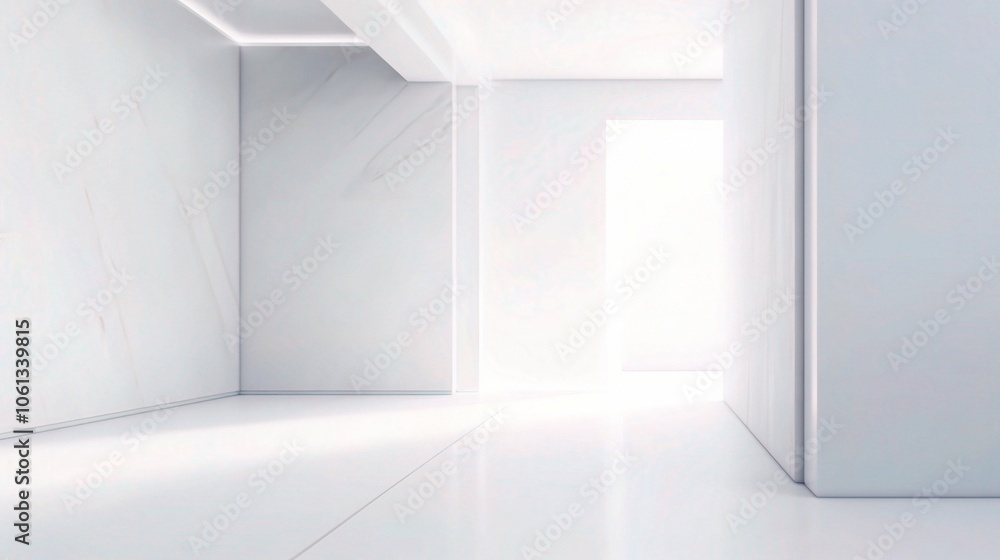Fototapeta premium Bright Minimalist White Interior with Soft Shadows