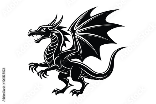 Wallpaper Mural black dragon vector, dragon silhouette vector illustration Torontodigital.ca