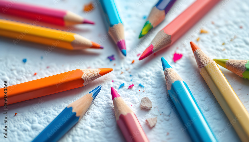 Naklejka premium Sharpened Vibrant Color Pencils for Art and Creativity