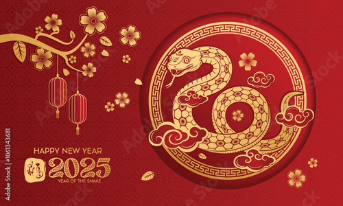 Elegant Red Gold Design for 2025 Year of the Snake Celebration