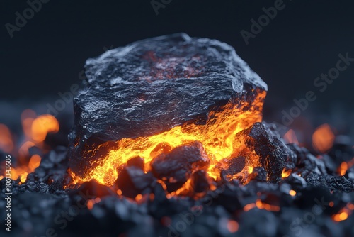 Detailed 3D representation of coal as an indispensable energy resource.