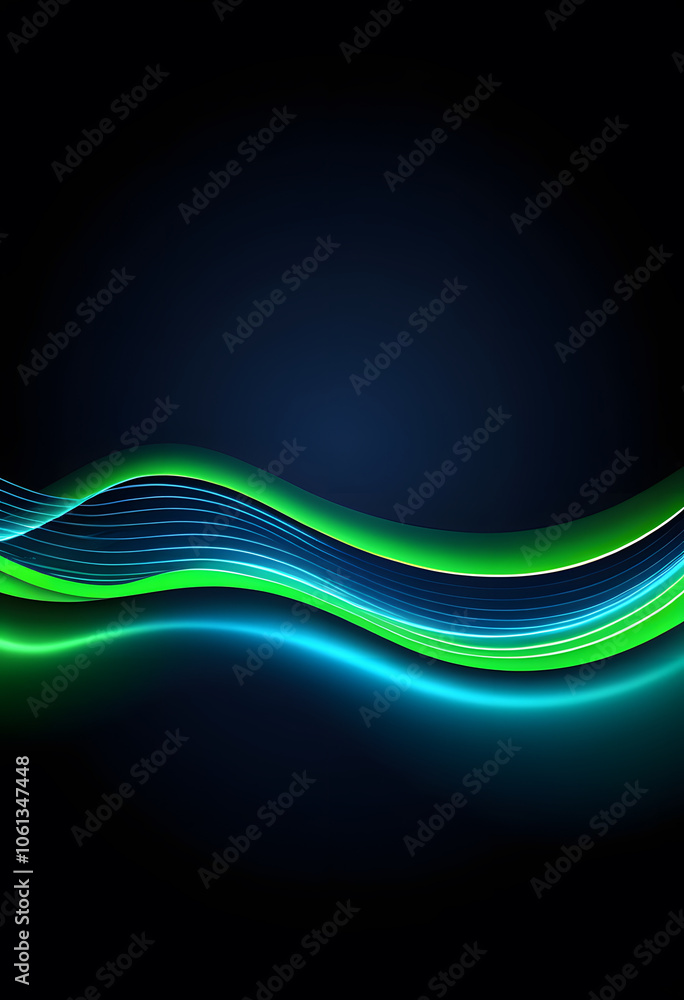 Abstract digital wave with blue and green light effects on a dark background. Abstract digital wave with blue and green light effects on a dark background.