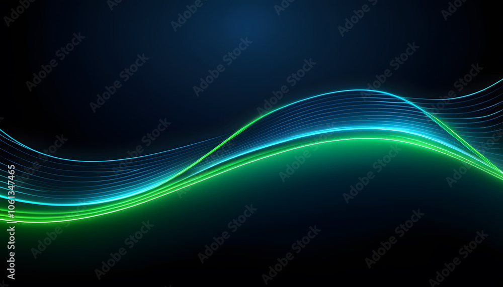 Abstract digital wave with blue and green light effects on a dark background. Abstract digital wave with blue and green light effects on a dark background.