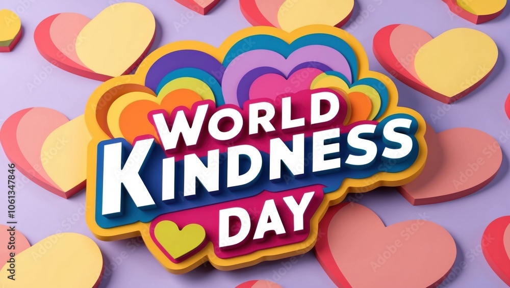 World Kindness Day 3D logo with layered hearts and a cheerful color gradient. World Kindness Day 3D logo with layered hearts and a cheerful color gradient.