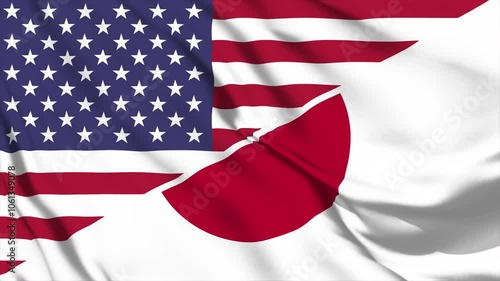 United waving flag animation of the United States and Japan