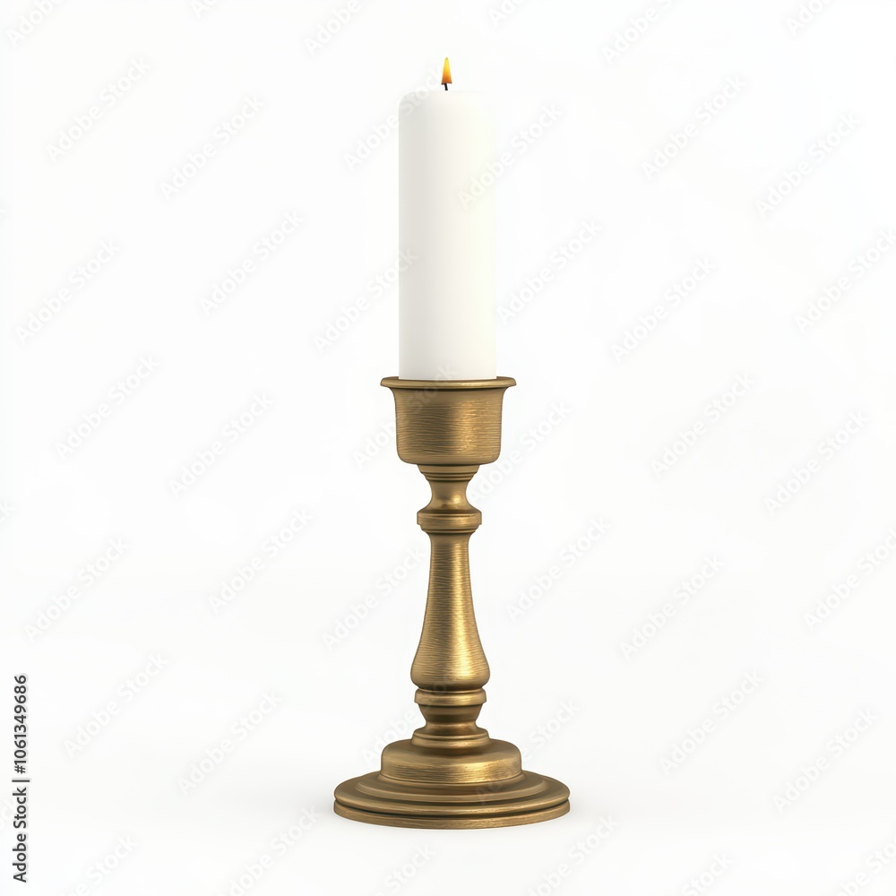 Elegant candle holder with a white candle lit, showcasing warmth and ambiance, ideal for home decor. Elegant candle holder with a white candle lit, showcasing warmth and ambiance, ideal for home decor.