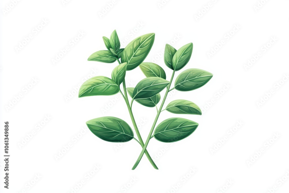 Fresh green basil leaves on a white isolate background. Fresh green basil leaves on a white isolate background.
