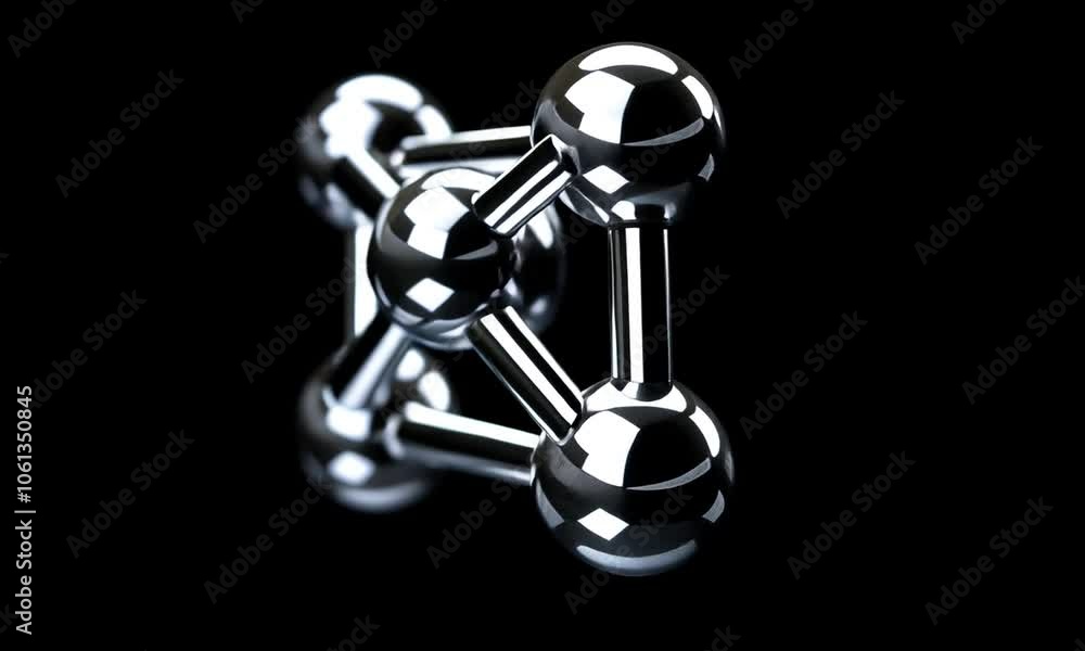 A 3D representation of a molecular structure on a black background. A 3D representation of a molecular structure on a black background.