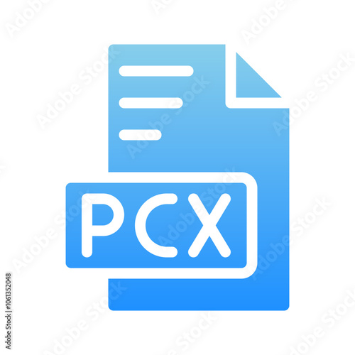 Pcx document files icon. symbol format, extension with smooth and minimalist gradient fill.